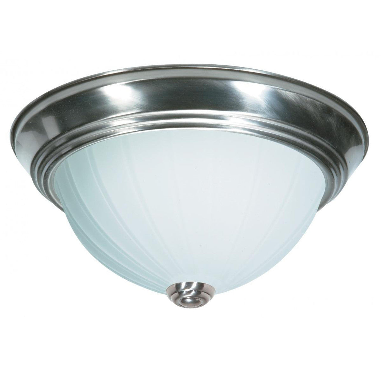 Nuvo SF76-243 2 Light 11" Flush Mount Light Fixture, Frosted Melon Glass, Brushed Nickel