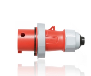 Leviton 330P7WLEVA 30A, 480V 2P, 3W, LEV Series Pin & Sleeve Plug w/ Screwless Clamp Assembly, Watertight, Red Finish