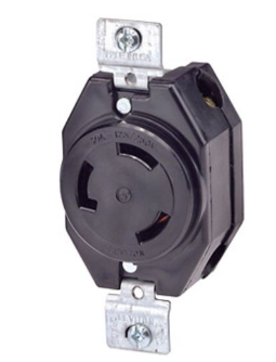 Leviton 3330 30A, 125/250V NEMA Non-NEMA, 3P, 3W, Flush Mounting Locking Receptacle, Non-Grounding, Black Finish