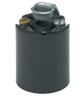 Leviton 3352-8 Medium Base, 1 Piece, Keyless, Incandescent, Phenolic Lampholder, Bracket Mount, Single Circuit, Back Wired, Black Finish