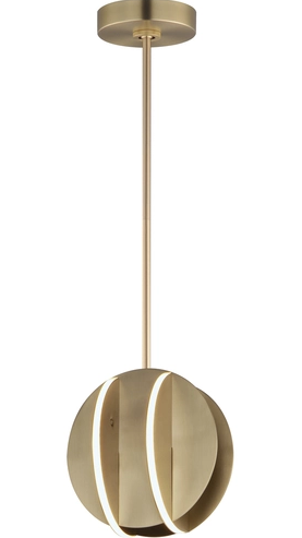 ET2 Contemporary Lighting E21482-SBR Interval LED Mini Sphere Pendant, Color Temperature 3000K, 900 Lumens, Voltage 120V, Satin Brass Finish