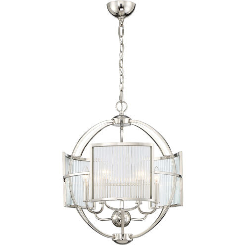 Eurofase Lighting 33849-010 Manilow 19" 6 Lights Chandeliers Light, Polished Nickel Finish
