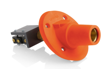 Leviton 17RSW-SO 17 Series Panel Mount Receptacle, Female, 600A Max, 600V 30 Degree Angle, Threaded Stud w/Microswitch Termination, 250-500 MCM Cable Range, Orange Finish
