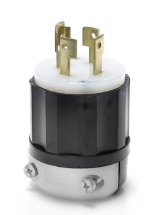 Leviton 3431-C 30A, 120/208V 3-Phase Y, Non-NEMA, 4P, 4W, Locking Plug, Non-Grounding, Black/White Finish
