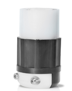 Leviton 3433-GC Locking Connector, 30A, 250V Dc/600V Ac, Industrial Grade, Black/White