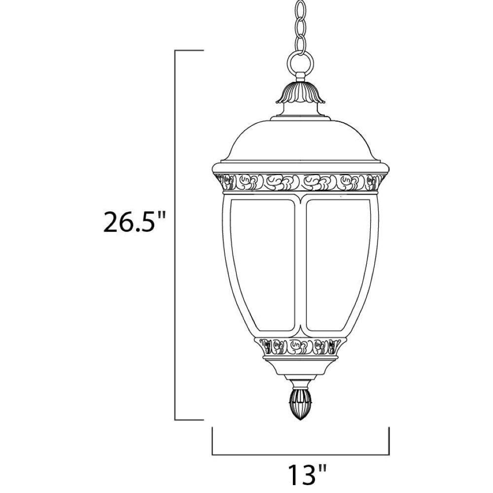 Maxim Lighting 3468CDSE Knob Hill DC Outdoor Pendant Dimensions - 13 inch wide by 26.5 inch high