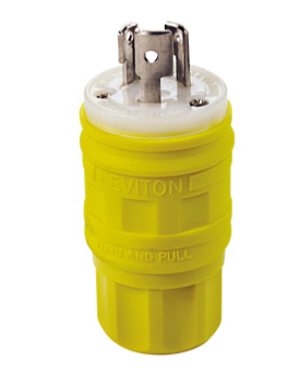 Leviton 24W49 Wetguard Watertight Locking Plug, Yellow Finish