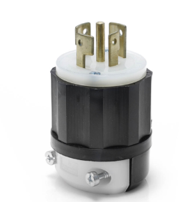 Leviton 3521-C Locking Plug, 20/10A, 250V Dc/600V Ac, Industrial Grade, Black & White