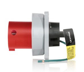 Leviton 360B7WLEV LEV Series Pin & Sleeve Inlet, Watertight, 60A, 480V, 2P, 3W, Red Finish