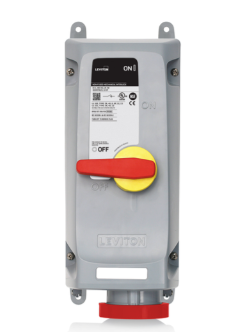Leviton 360MI7WLEV LEV Series Pin & Sleeve Mechanical Interlock, 60A, 480V, 2P, 3W, Watertight, Non-Fused, Red Finish