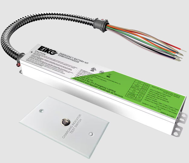 Eiko EEBE40WVA500 Emergency Battery External, Wattage 40W, Voltage 277-480VAC, 310-500VDC, Linear Single Flex-Conduit CEC Compliant