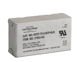 Keystone KTET-75-2-SCP-RJS-CP 75W Halogen Electronic Transformer, 11V output, 277V, with studs