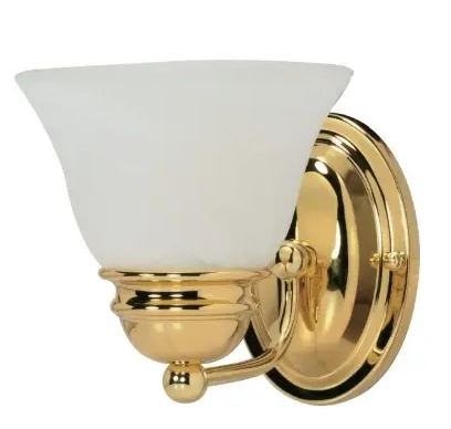 Nuvo 60-348 7" Empire Series Vanity Light w/ Alabaster Glass, Polished Brass, Wattage 100W