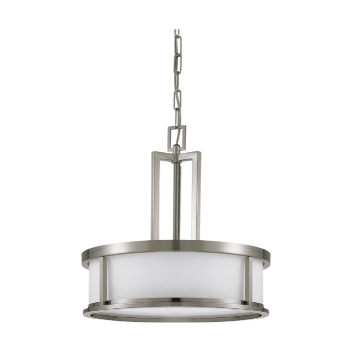 Nuvo 60-2857 17 in. Oden Light Pendant, White Satin, Wattage 100W, Brushed Nickel