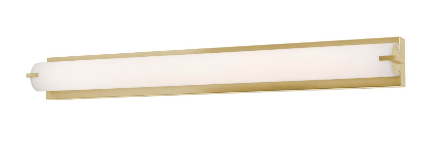 AFX Lighting AXLV3604LAJUDSB Axel 37 Inch LED CCT Bath Vanity Light In Satin Brass With White Cylinder Acrylic Diffuser