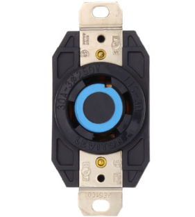 Leviton 2720 Industrial Grade Locking Receptacle, 30A, 3P, NEMA L15-30R, Black, 250V
