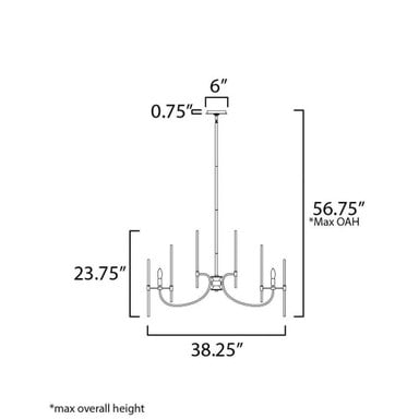 Maxim Lighting 38408CLHR Divine Chandelier Dimension Diagram 38.25 Inch Wide 23.75 Inch Height