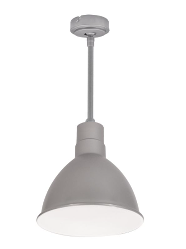 Nora Lighting NRLM-8ST1035GMWLE4/12 8" RLM 12" Stem Mounted LED Shade, Lumens 1200lm, Color Temperature 3500K, 120V 0-10V/Triac/ELV & 277V 0-10V Dimming, Gun Metal/White Finish