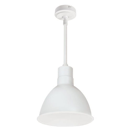 Nora Lighting NRLM-8ST1835WWLE4/36 8" RLM 36" Stem Mounted LED Shade,120V 0-10V/Triac/ELV & 277V 0-10V Dimming, Lumens 2200lm, Color Temperature 3500K, White Finish