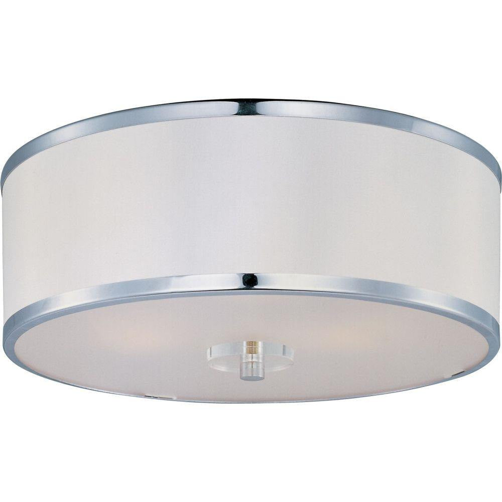 Maxim Lighting 39821BCWTPC Metro 3 Light 15.75 inch Polished Chrome Flush Mount Ceiling Light with White Drum Shade