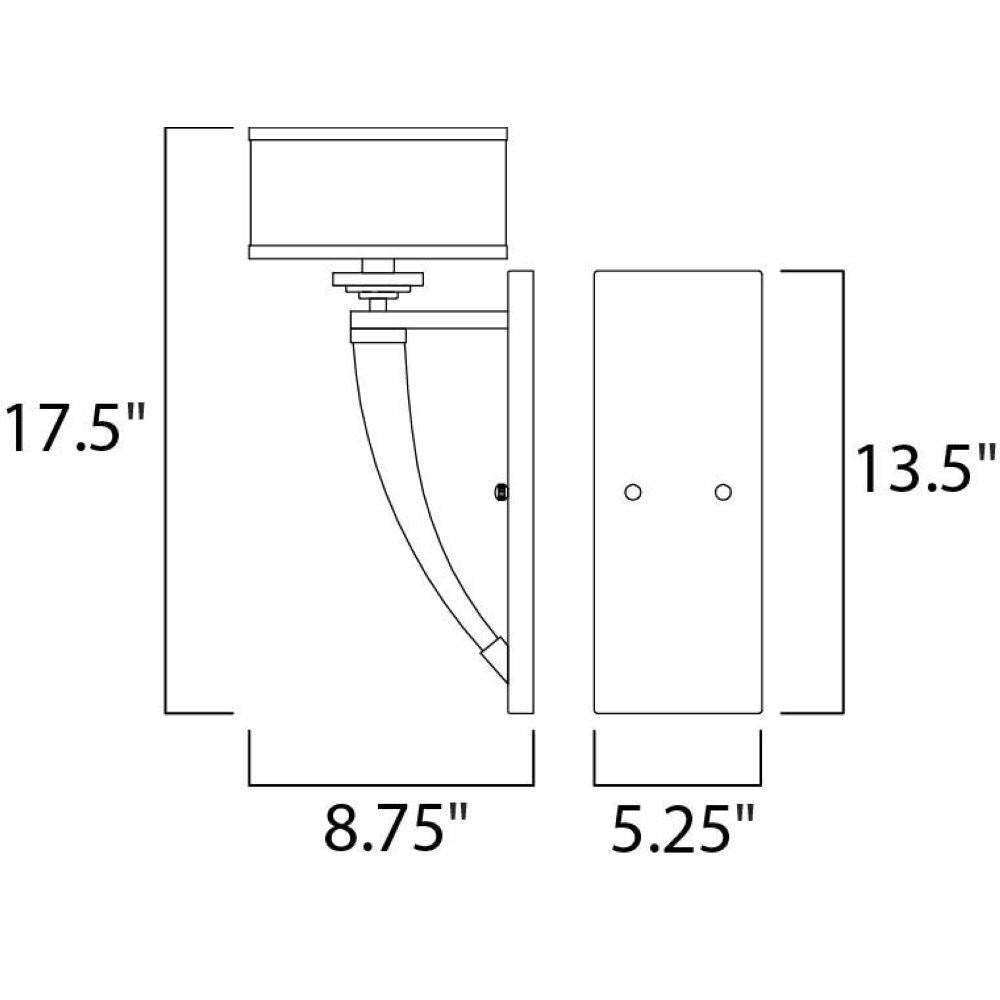 Maxim Lighting 39828BCWTPC Metro Wall Sconce Dimensions Diagram