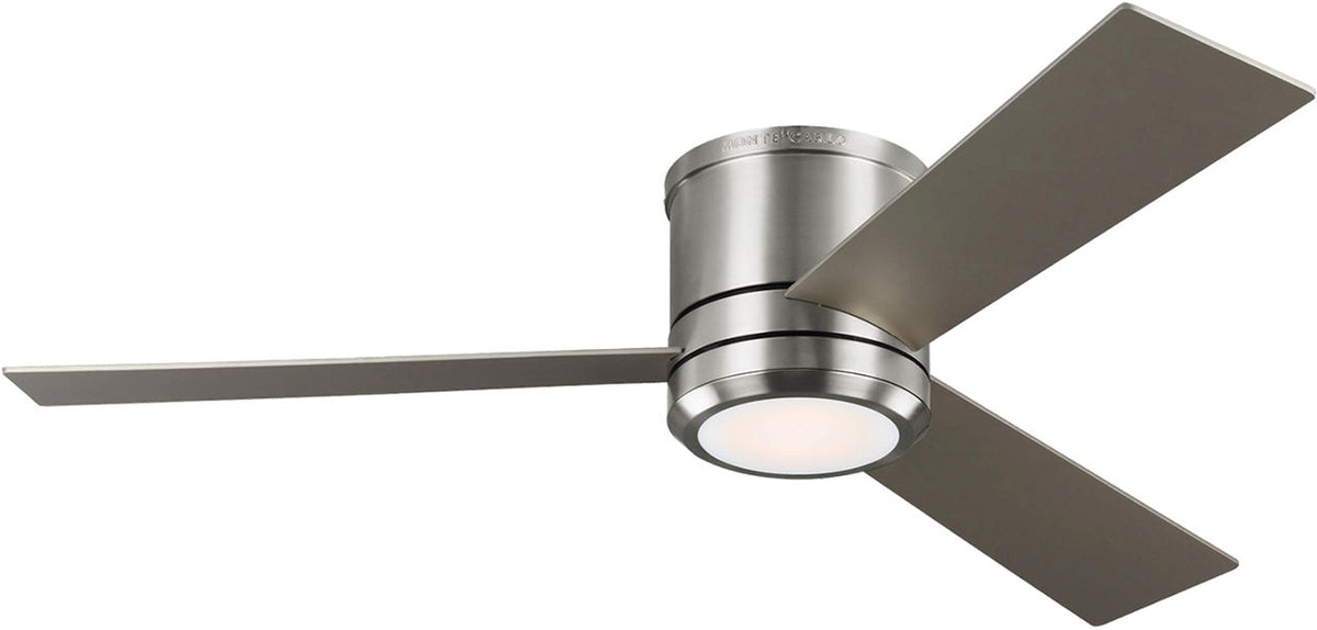 Generation Lighting Clarity 56 brushed steel flush mount LED ceiling fan