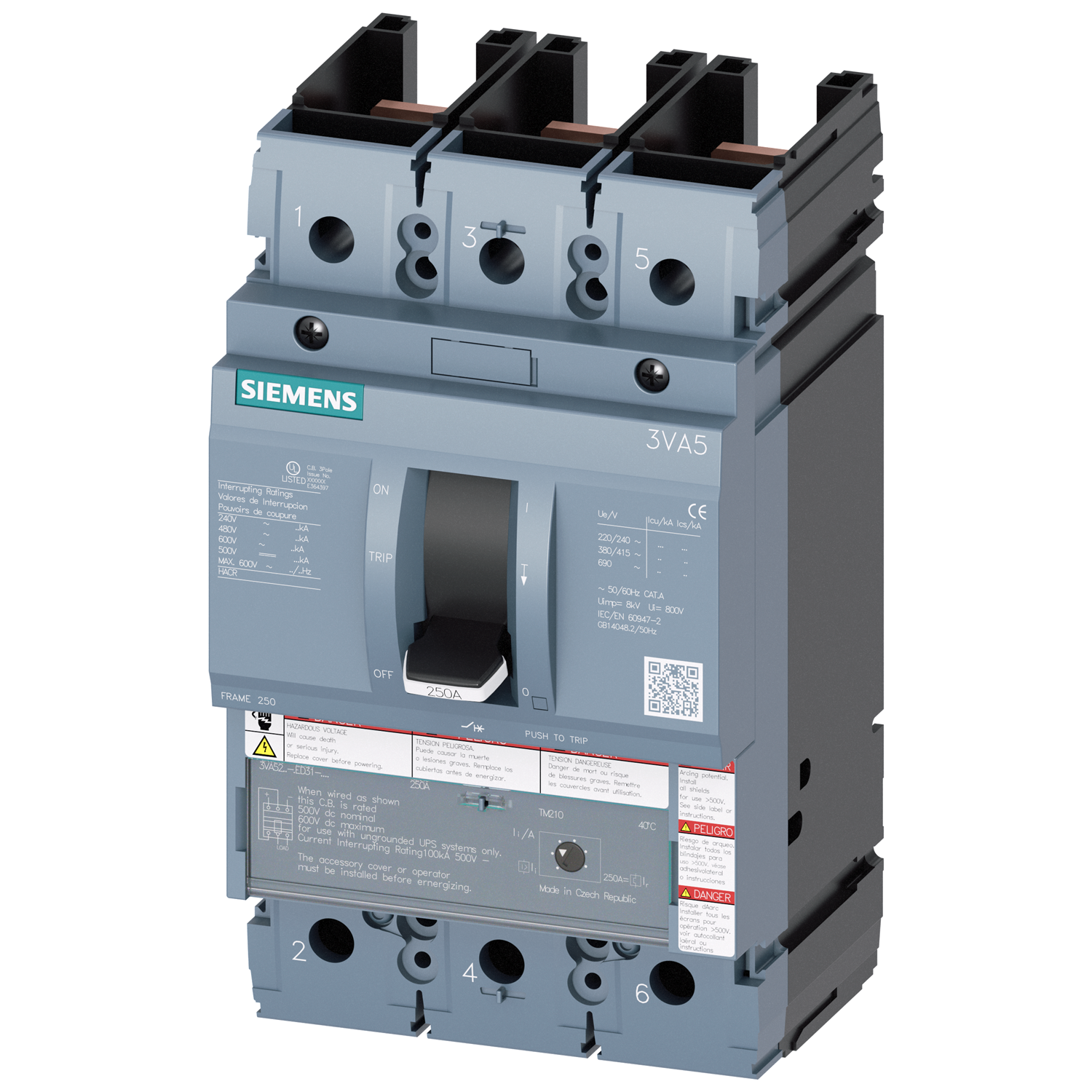 Siemens 3VA5215-6ED61-0AA0 Low Voltage 3VA Ul Molded Case Circuit Breaker With Thermal - Magnetic Trip Unit.