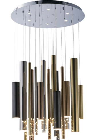 ET2 Contemporary Lighting E10020-MPLT Flute 29 Light Flute 26" Chandelier, Multi-Plated, Color Temperature 3000K, 3880 Lumens, Voltage 120V