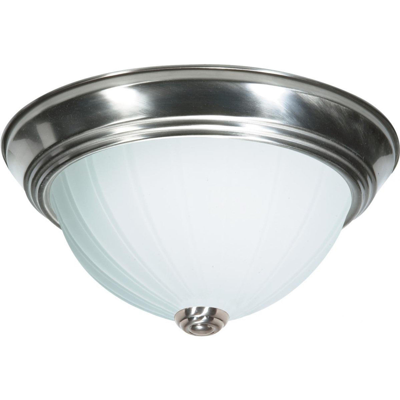 Nuvo SF76-245 3 Light 15" Flush Mount Light Fixture, Frosted Melon Glass, Brushed Nickel