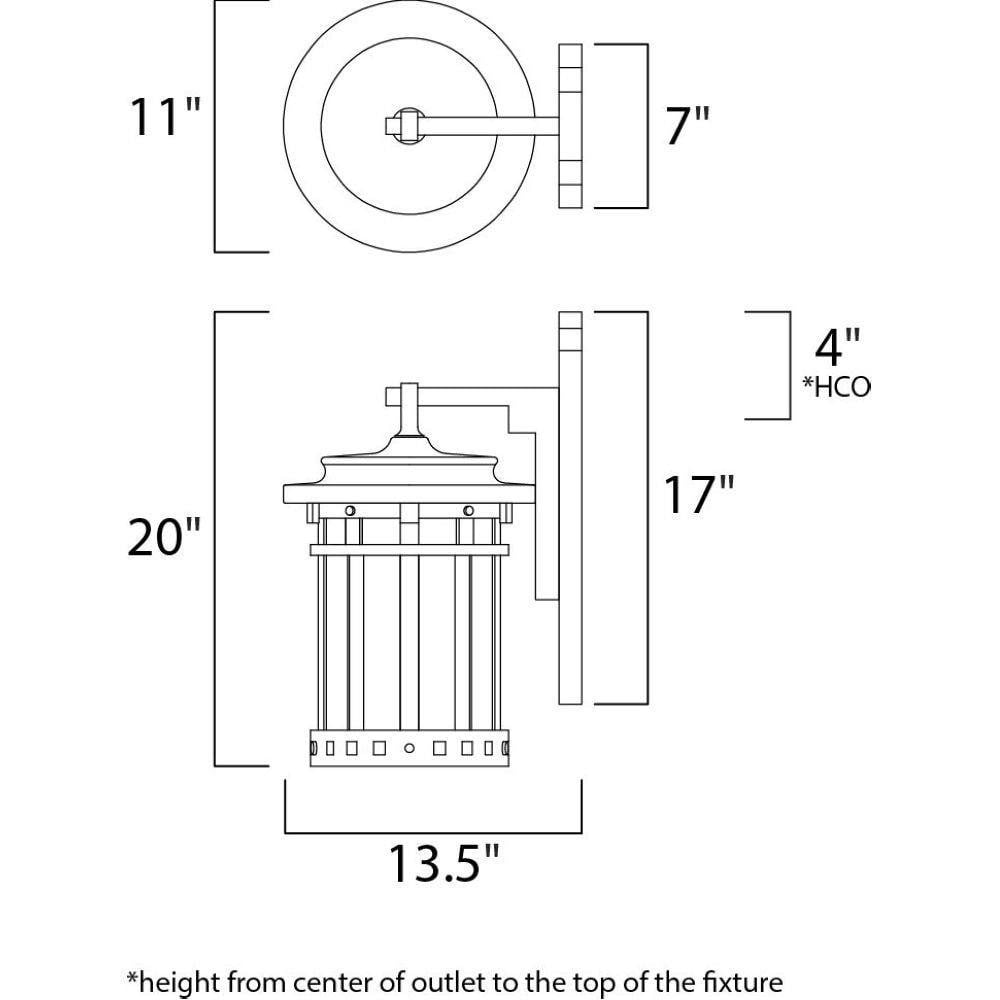 Maxim Lighting 40035CDSE Santa Barbara VX Outdoor Wall Light Dimensions Diagram