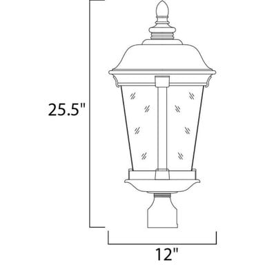 Maxim Lighting 40092CDBZ Dover VX Outdoor Pole Post Mount - Dimensions Diagram 25.5 inch H x 12 inch W