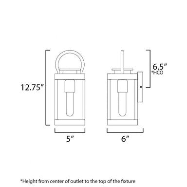 Maxim Lighting 40312CLBK Nassau Vivex Outdoor Wall Lantern Dimensions Diagram