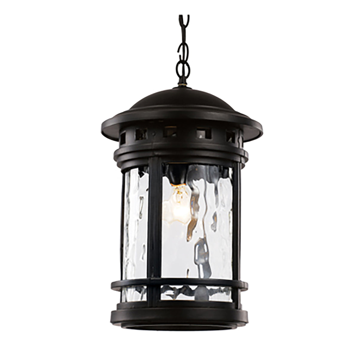 Trans Globe Lighting 40376 BK Boardwalk 1 Light Black Outdoor Hanging Lantern with Water Glass