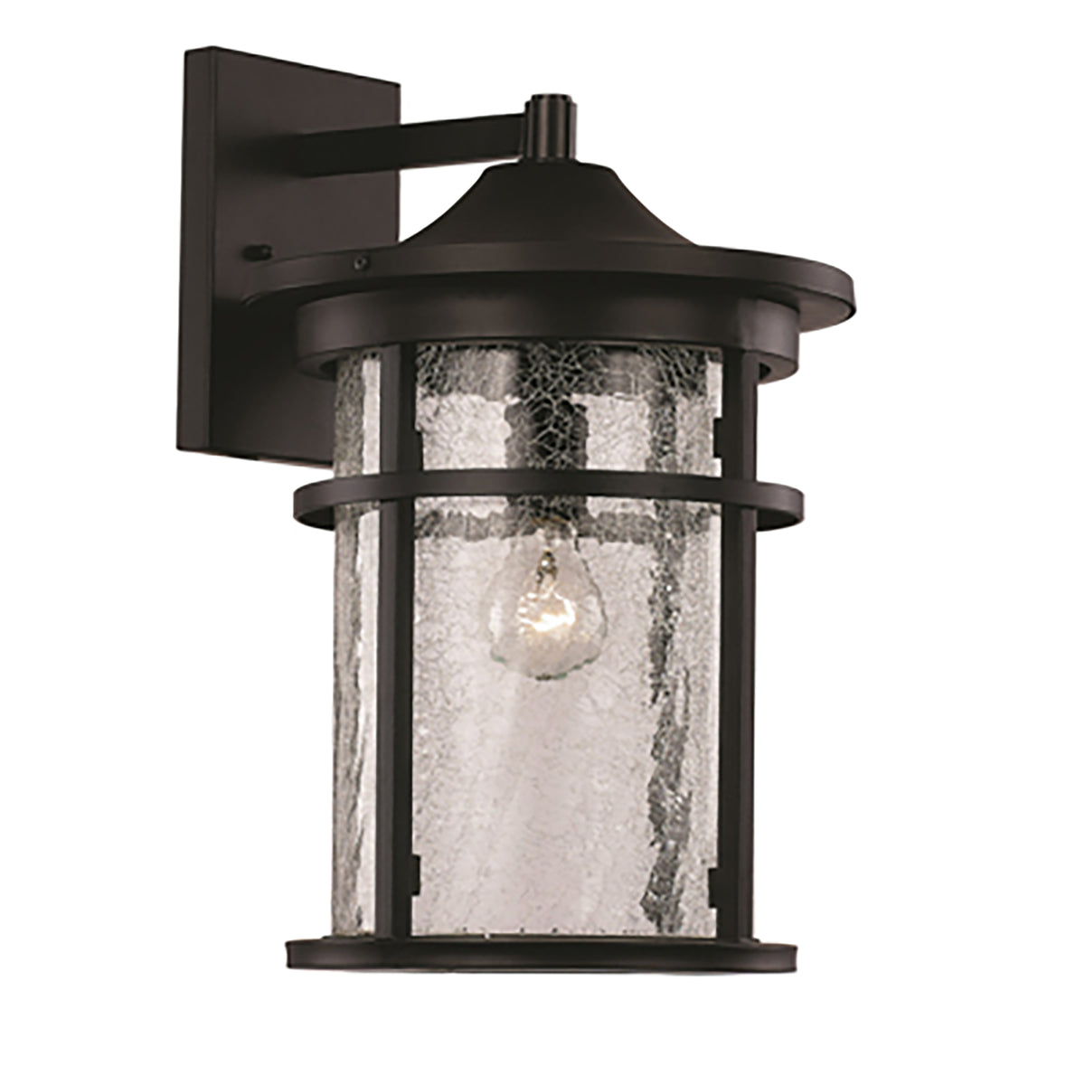 Trans Globe Lighting 40381 BK Avalon black outdoor wall lantern with crackled glass