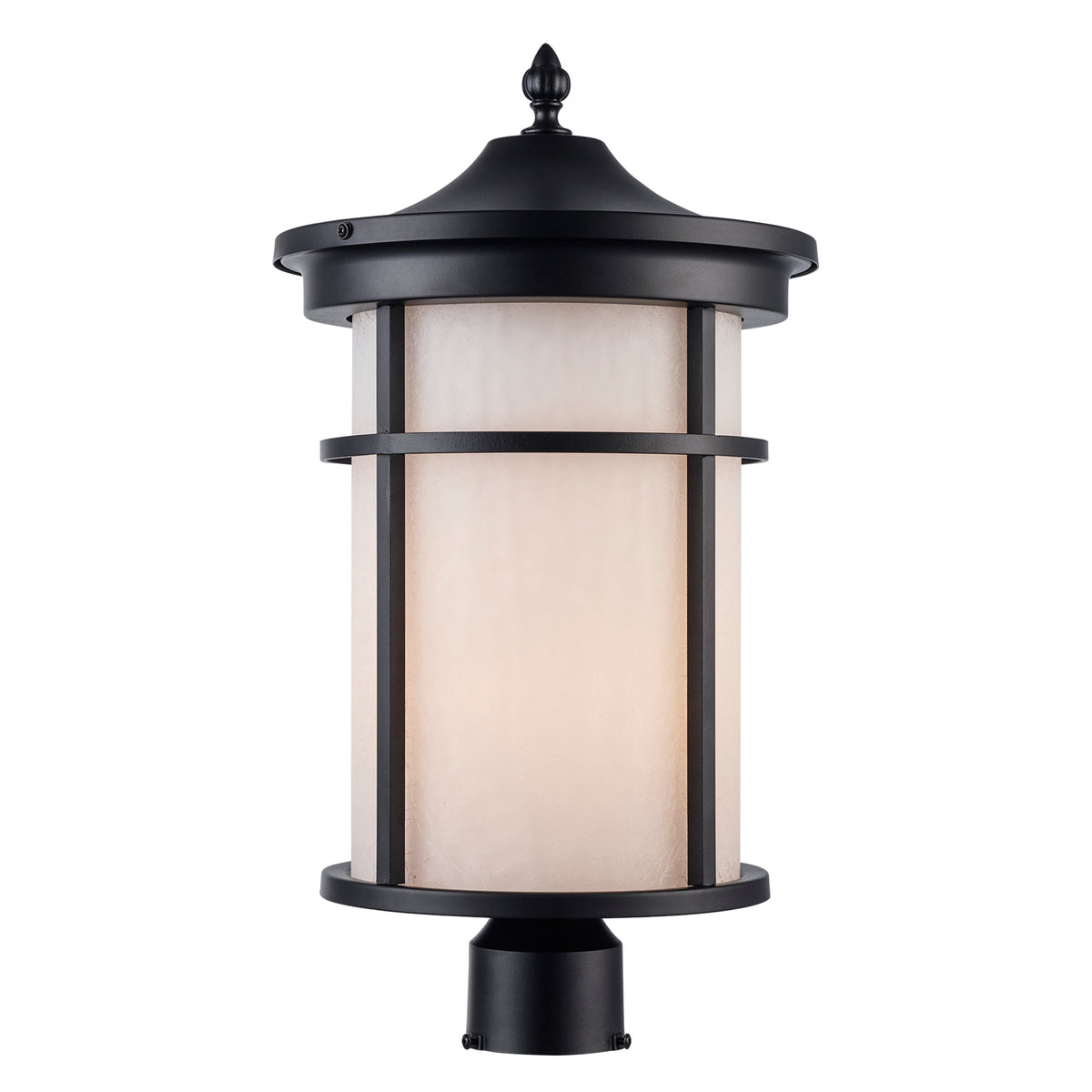 Trans Globe Lighting 40384 BK-FR Avalon black frosted post mount lantern head
