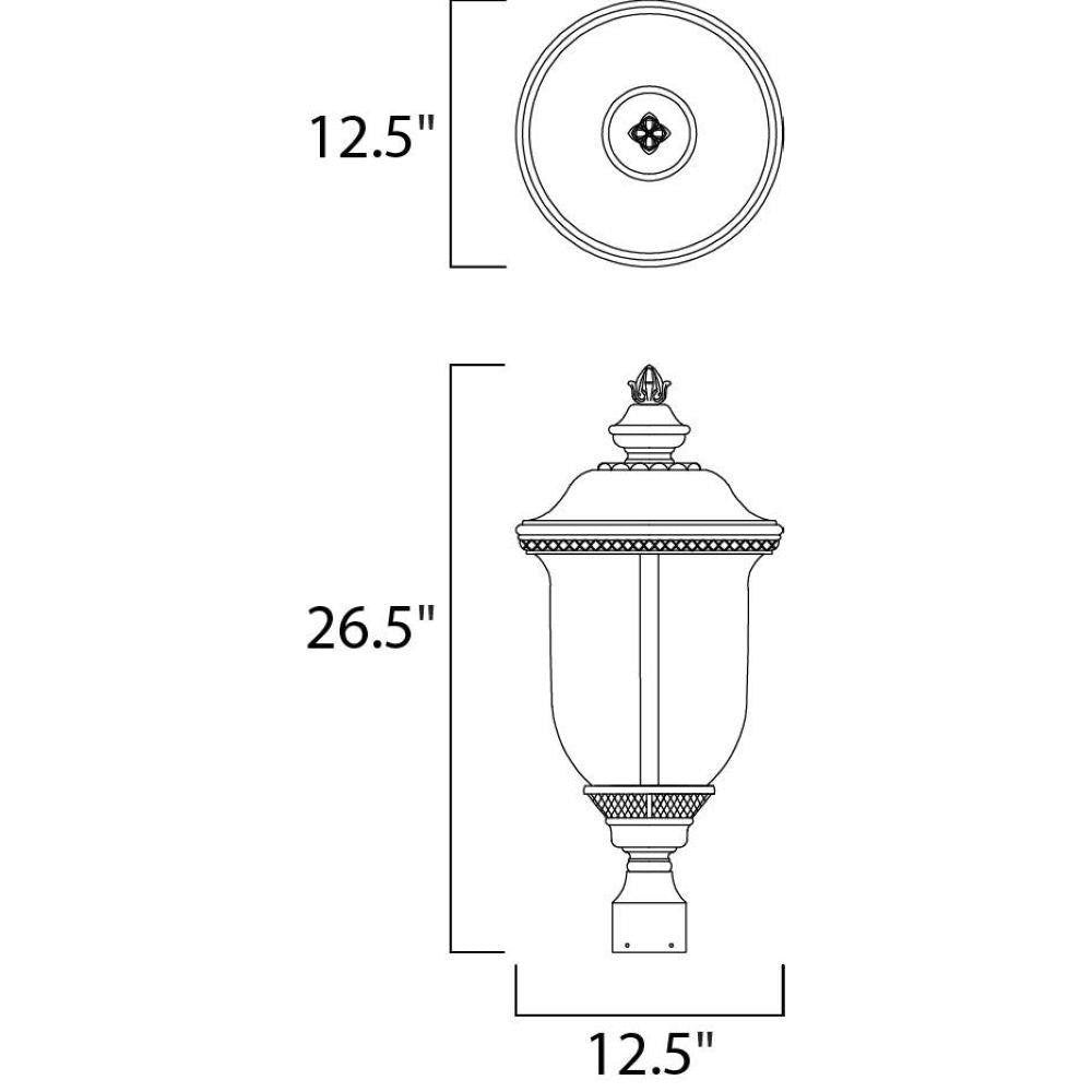 Maxim Lighting 40420WGOB Carriage House VX Outdoor Post Lantern Dimensions Diagram