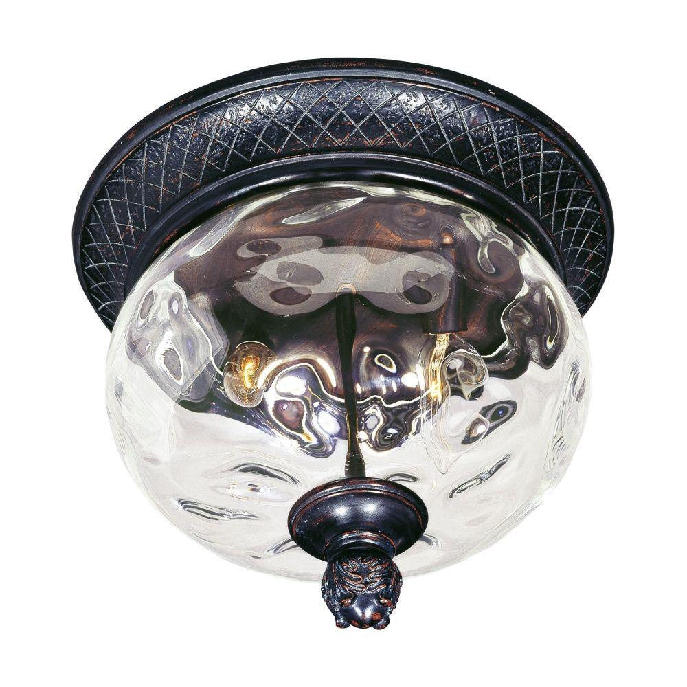 Maxim Lighting 40429WGOB Carriage House VX 2 Light 12 Inch Oriental Bronze Outdoor Flush Mount with Water Glass Globe