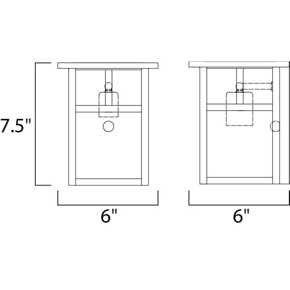 Maxim Lighting 4050HOBU Coldwater Outdoor Wall Lantern Dimensions Diagram - 7.5 inch Height 6 inch Width