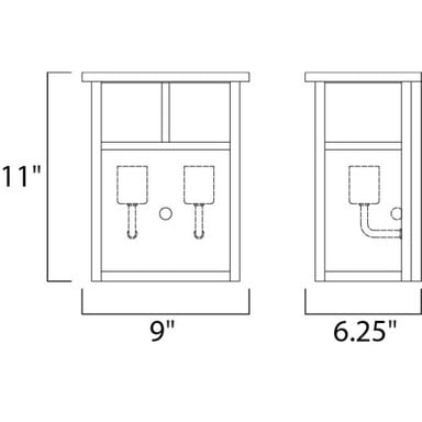 Maxim Lighting 4051WTBK Coldwater Outdoor Wall Lantern Dimensions Diagram 11 inch Height 9 inch Width