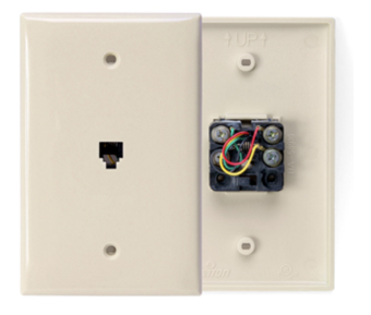 Leviton 40539-PMI Midsize Telephone Wall Jack, 6p4c, Ivory Finish