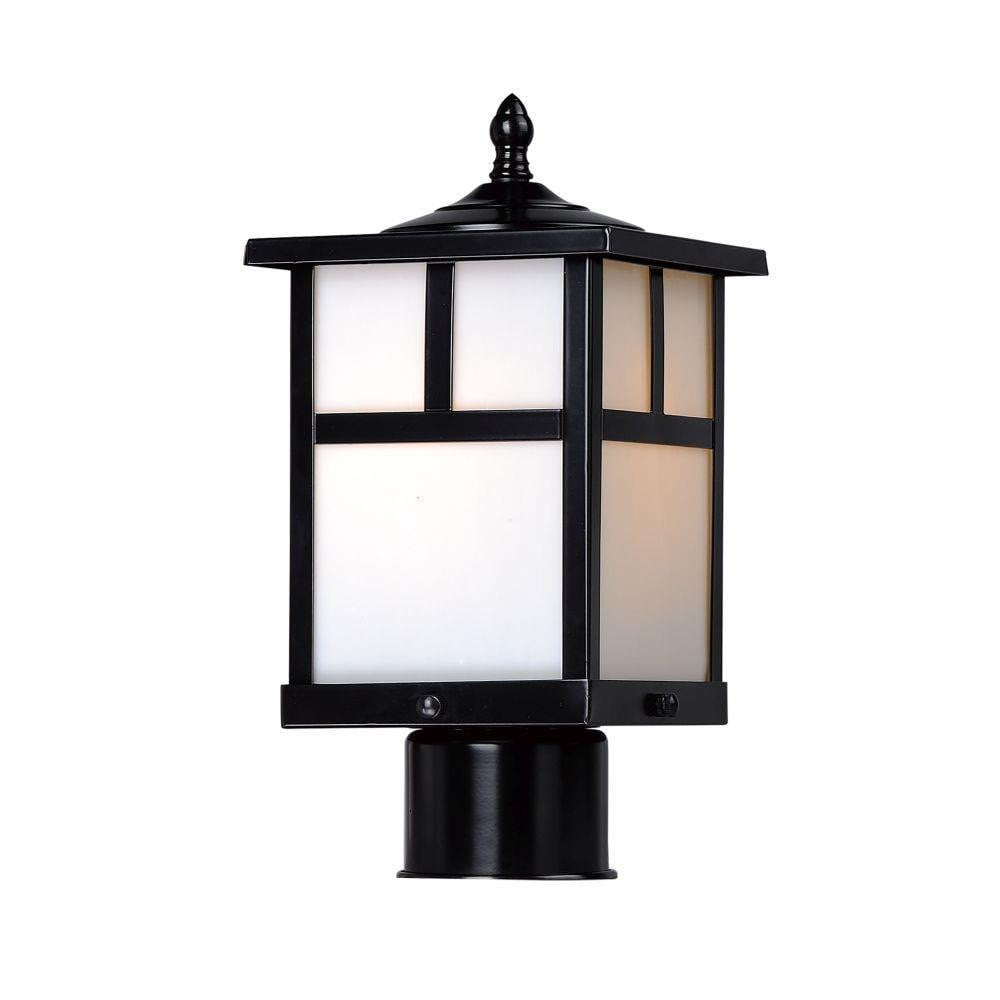 Maxim Lighting 4055WTBK Coldwater 1 Light Black Outdoor Pole Post Mount with White Glass Shade - Front View