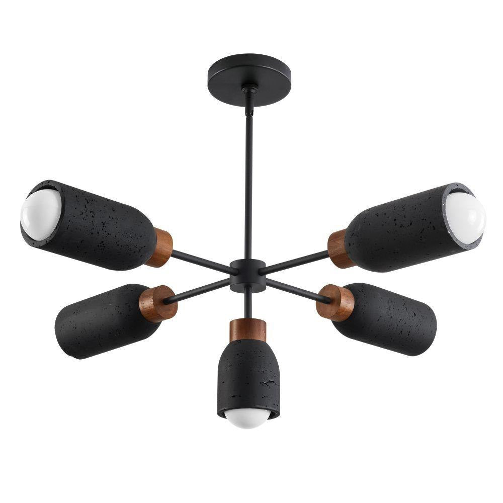 Maxim Lighting 10625LVBK Pompeii 5 Light 36.5 Inch Lava Black Chandelier Ceiling Light