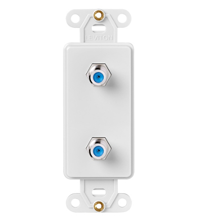 Leviton 40682-W Decora Insert, two F-Connector Couplers, White