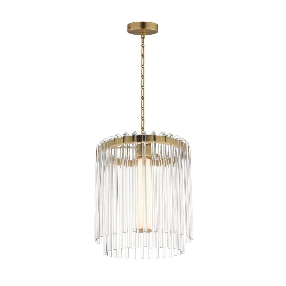 Maxim Lighting 38421CLPN Jolie 1 Light LED Pendant with Clear Glass Rods and Natural Aged Brass Frame