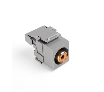 Leviton 40735-ROG RCA 110-Termination QUICKPORT™ Connector, Orange Barrel, Gray Housing