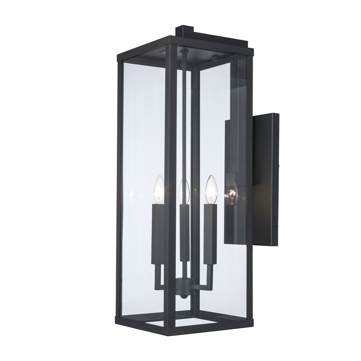 Trans Globe Lighting 40759 BK Oxford 3 Light Black Wall Lantern angle view