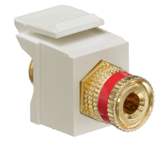 Leviton 40833-BIR Binding Post Quickport, Coupler, Red Stripe, Ivory Housing