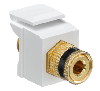 Leviton 40833-BWE Binding Post Quickport, Coupler, Black Stripe, White Housing