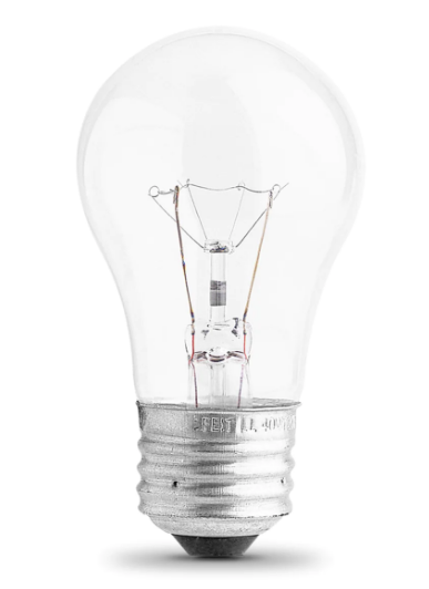 Feit Electric 40A15/CL Soft White Dimmable A15 Medium (E26) Incandescent Bulb, Color Temperature 2500K, Wattage 40W, Voltage 120V