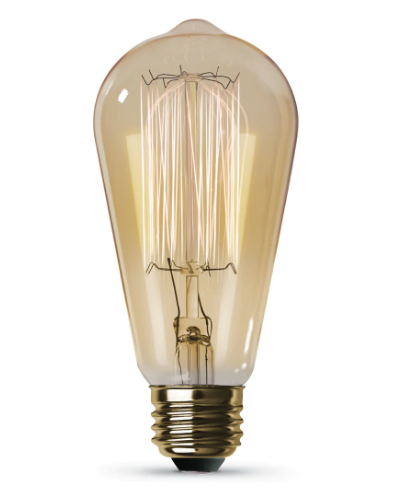 Feit Electric 40ST19 E26 Base ST19 Amber Glass Incandescent Light Bulb, Color Temperature 2100K, Wattage 40W, Voltage 120V